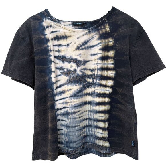 KUHL Tie Dye Tee M/L Short Sleeve Blue Womens Top Cropped Boho Outdoors - Picture 1 of 8